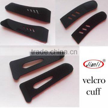 Logo print pvc rubber material hook and loop sleeve tab for jacket cuff