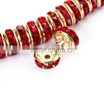Gold Plated Light Siam Color #227 Rhinestone Jewelry Rondelle Spacer Beads Variation Color and Size 4mm/6mm/8mm/10mm