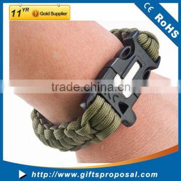 4 in 1 Survival Flint Fire Starter Paracord Whistle Gear Buckle Camping Paracord With Fire Maker