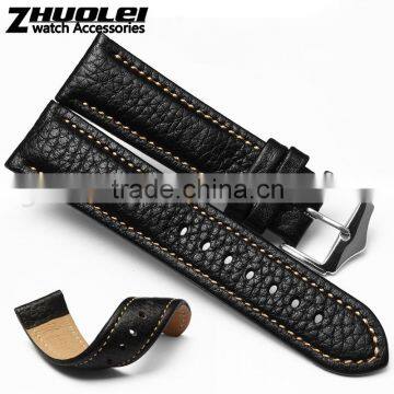 22mm high quality genuine leather Watch strap with stainless steel buckle Wholesale 3PCS