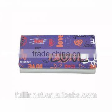 Guangzhou New Design Color Printing Two-fold PU Wallets and Purses with zipper/Wholesale Fashion Gift