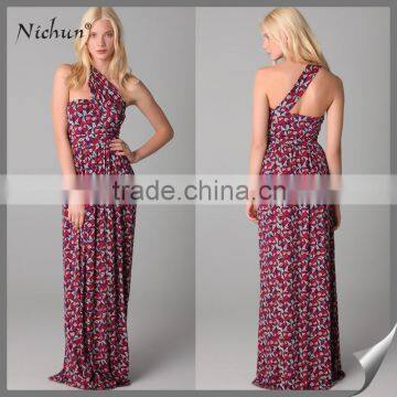 Printed One Shoulder Maxi Big Size Women Dress Evening Dress