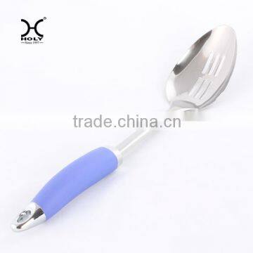 Top quality slotted spoon with blue handle