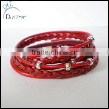 Handmade cheap red leather bracelet