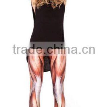 2014 Fashion Custom Muscle Digital Printing Fabric Stretch Spandex Women Legging