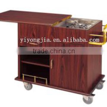 High quality luxury wooden flambe trolley with wheel