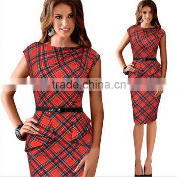 2016 Europe and America Hot New Plaid Pencil Skirt Dress