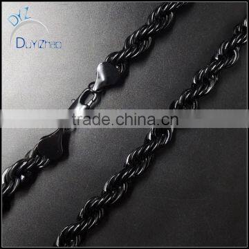 latest hip hop black rope chains, hip hop rope matel chain necklace