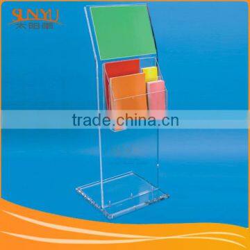 Color 1Tier Acrylic Brochure Display Stand with card holder