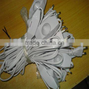 H03VVH2-F 2C*0.75MM2 plug wire cable with Korea switch ,2 meter long