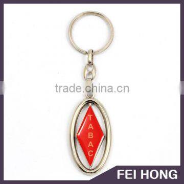 Wholesale logo oval shape spinning metal keychain