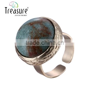 2016 Green stone mosaic gold plating ring jewelry for wholesale