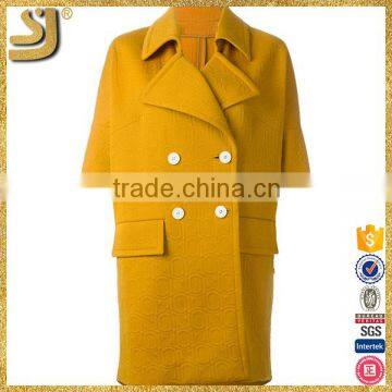 New style women yellow 3/4 sleeve coats