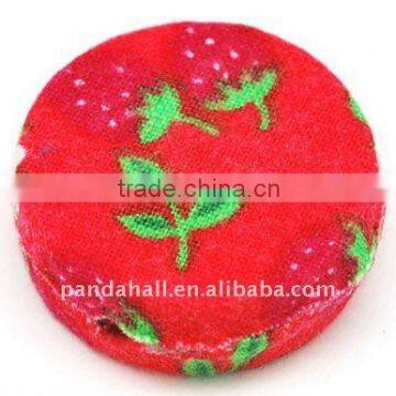 Woven Cloth Woven Beads, Acrylic with Cloth, Red, Flat Round, 33x11mm, hole: 3mm.(WOVE-R002-6)