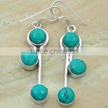 CUTE ! TURQUOISE Earrings & .925 Sterling Silver Earrings, silver jewelry wholesaller