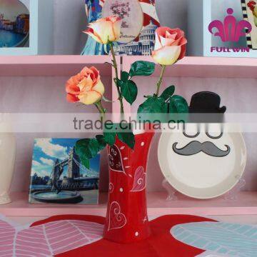 heart shape Valentines' day flower vase rose flower painting designs