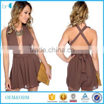 High quality beach style backless one piece summer women playsuit