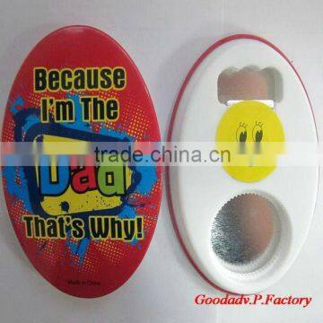 Souvenir gifts oval shape plastic bottle opener(93*63mm)