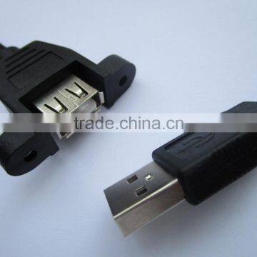 USB 2.0 A Male to A Female Panel Mount Mounting Screw Lock Extension Cable photo-2