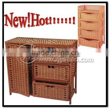 Home Use 3tiers Striped Storage Cabinet