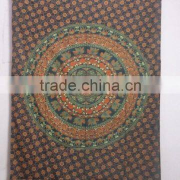 RT-620 Mandala Multi Color Tapestry Wall Hanging Sanganeri Screen Printed Bedspread, Bed Cover Jaipur Manufacturer