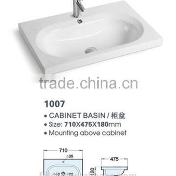 FOSHAN LELIN ceramic L710mm cabinet basin small size vanities top bathroom basin of LT-024