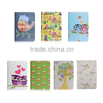 Cute night-owls series printing PU leather case, rotation stand case for ipad 3