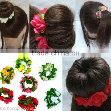 flowers leaves Bun Garland Headband