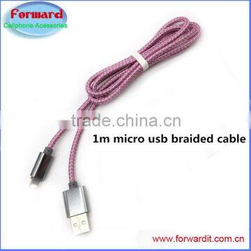 2016 promotion aluminum fabric nylon micro usb cable,soft touch braided micro usb data cable