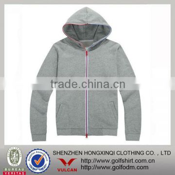 Custom made Fashion grey hoodies with full zip