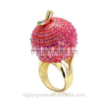 Fashion jewelry design Kingman apple shape crystal finger rings