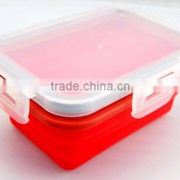 M size Rectangle shaped non-stick silicone food storage container/collapsible silicone container