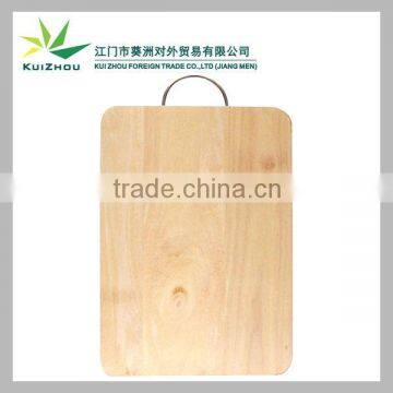 Wooden cutting board with stainless steel handle