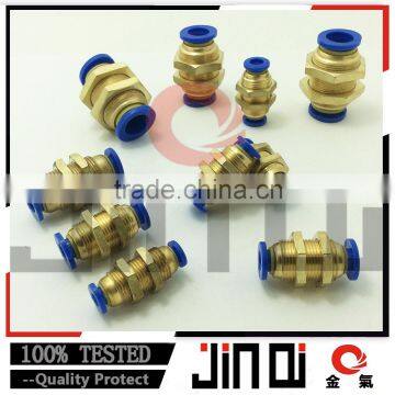 made in china pneumatic push-in quick bulkhead fitting