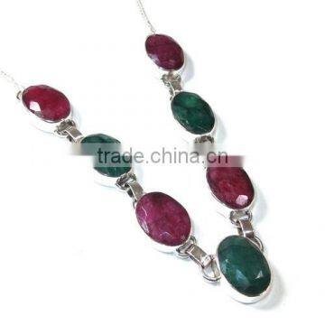 wholesale gemstone necklaces Silver 925 Jewelry Gemstone Necklace emerald necklace ruby necklace jewelry