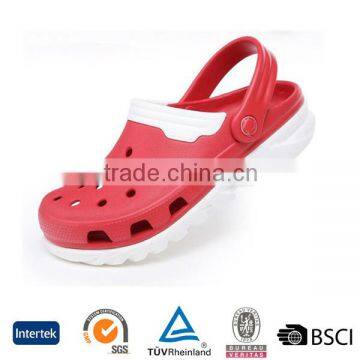 2016 fashion cheap price sexy white edge holey upper summer light weight soft clogs in red