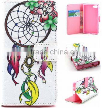 Book Style Customed Color Printed Flip Wallet Leather Cases For Sony Xperia Z5 Mini