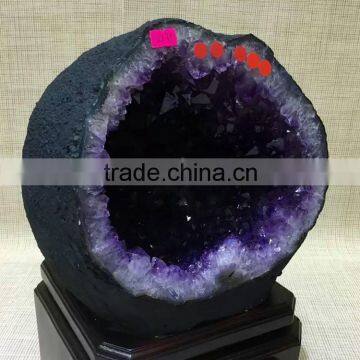 High Quality Natural Brazil Amethyst Geode Purple Quartz Crystal Large Geode for Sale photo-5