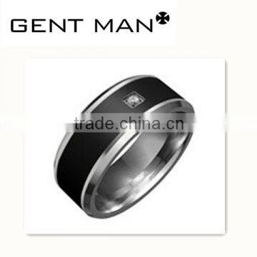 Men Titanium tungsten carbide ring stainless steel and CZ rings jewlery