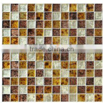 Glass Mosaic tiles- gold leaf glass mosaic tile, kitchen and living room tiles ESRM109