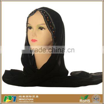 Womens Black Jersey Studded Plain Muslim Palestine Scarf Shawl Hijab