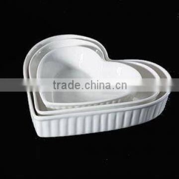 high quality ceramic heart shape bakeware w.line,H2454