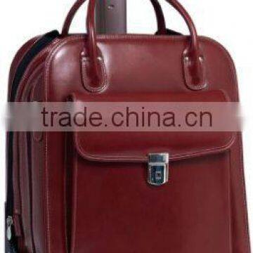 Leather Vertical Detachable-Wheeled Ladies' Briefcase