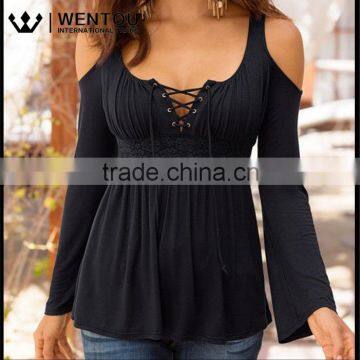 Autumn Women Sexy Chest Bandage off shoulder Shirt