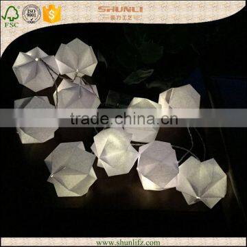 Hot Sale 10 LED White Round Shaped Origami Paper Lantern String Light