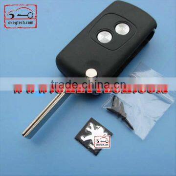 OkeyTech Peugeot 407 2 buttons flip remote key shell with groove blade for key cover peugeot 307 for peugeot 407 key