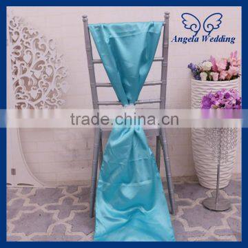 SH005F Nice cheap wedding tiffany blue satin chair sash with flower