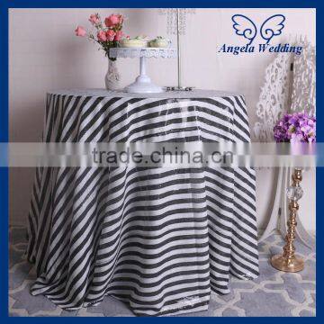 CL055C New 2015 wedding black and white stripe sequin table cloth