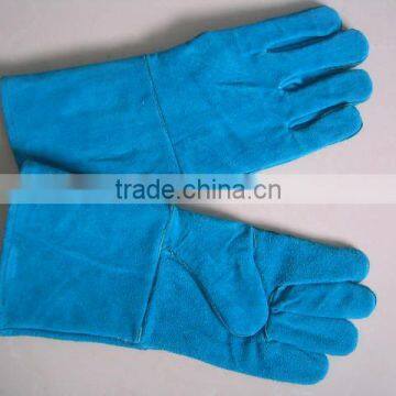 green leather welding glove.