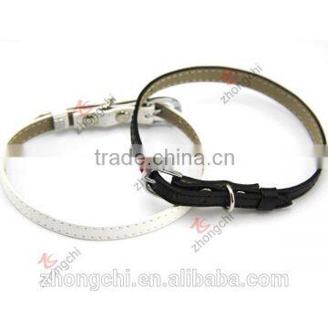Classic white and black leather cat collar wholesale, simple design cats pet collars